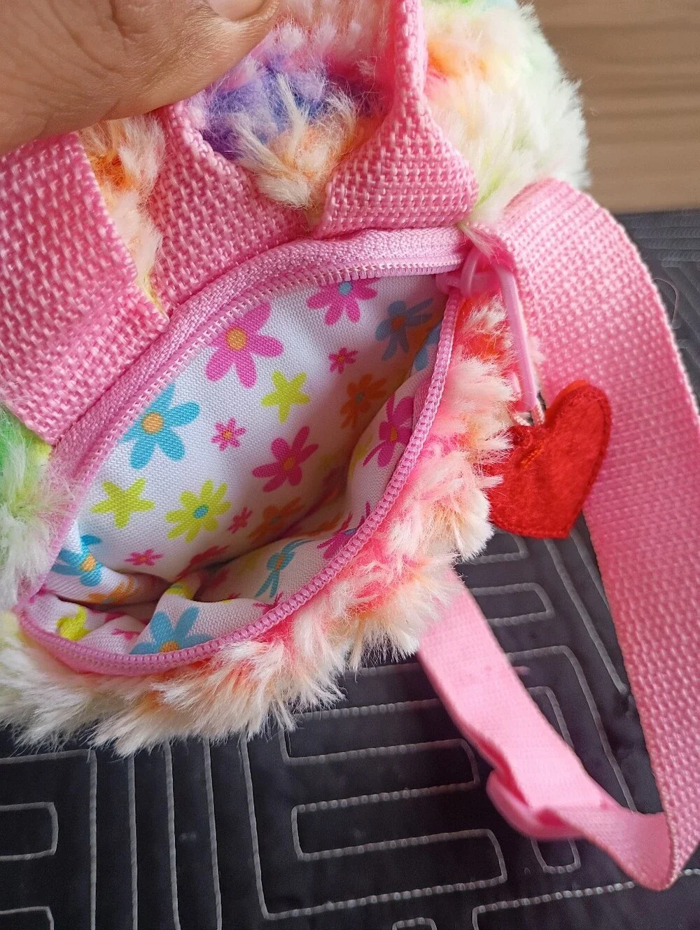 Plush Rainbow Puppy Backpack with Pink Straps